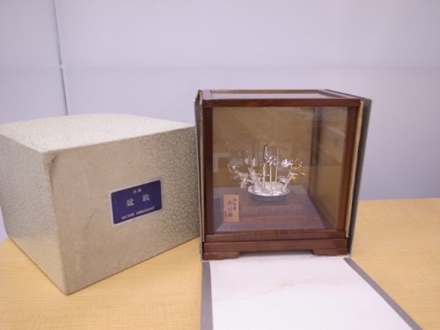 大淵光則　純銀青梅盆6枚　共箱　937g 東Y7-0808⭐︎2Fチヒサカオ 大淵光則 純銀青梅盆6枚 共箱 937g 東Y7-0808⭐︎2Fチヒサカオ 大淵