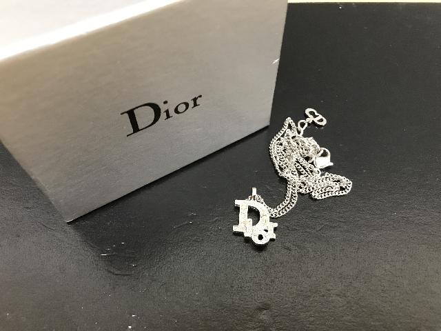 Christian Dior/クリスチャンディオール ラインストーンDiorロゴネックレス