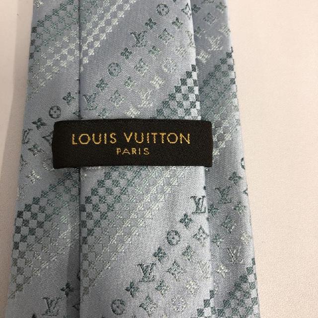 LOUIS VUITTON ルイ・ヴィトン モノグラム ストライプ シルク ネクタイ 水色