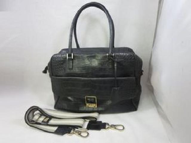 Anya Hindmarch CARKER ハンド ショルダー 2WAY 型押しレザー ブラック