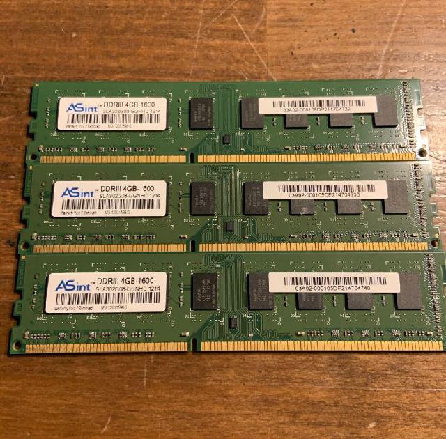 AsintDDRIII 4GB-1600 3枚セット