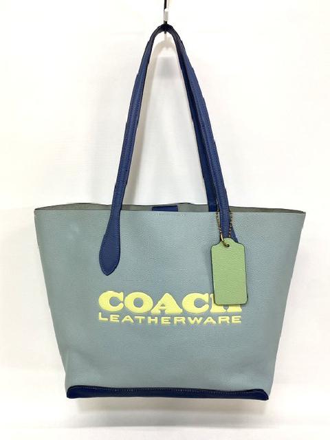 COACH キア トート カラーブロック レザー ブルー系 CA097