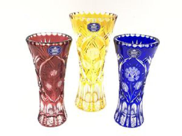Dresden Kristall 花瓶 3点セット Germany HAND CUT