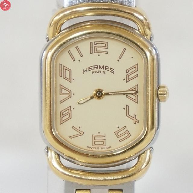 【楽ギフ_のし宛書】 HERMES エルメス ラリー アイボリー文字盤 レディース クォーツ 時計