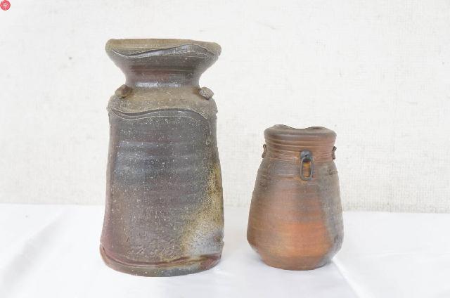 備前焼 花瓶 2点セット 花器 陶芸 工芸品