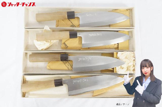 渡辺特選 水牛柄 180mm 200mm 出刃包丁 4点 まとめてセット 未使用 調理器具 