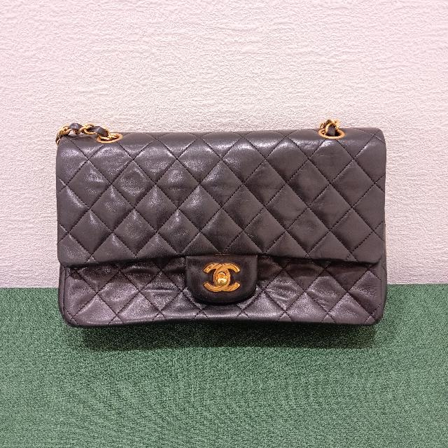 CHANEL マトラッセ ダブルフラップ ラムスキン ブラック ゴールド金具 シャネル マトラッセ ラムスキン ダブルフラップ ダブルチェーン