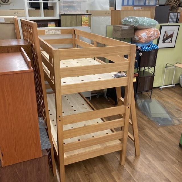 無印良品 MUJI 木製２段ベッド 天然木 オーク材 幅87cm 長さ204cm USED 綺麗