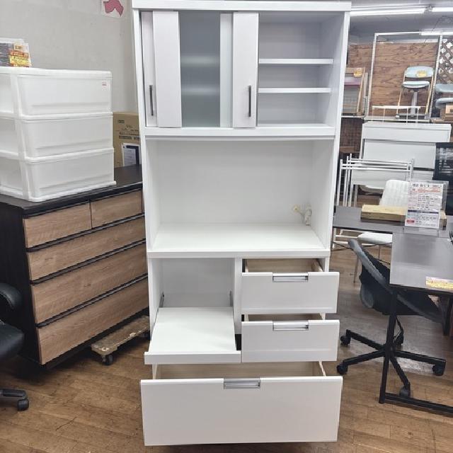 大川家具 ノダ工芸 キッチンボード 食器棚 オーサム90オープン