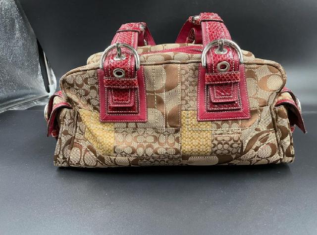 COACH コーチ シグネチャー パッチワーク ミニボストン ハンドバッグ