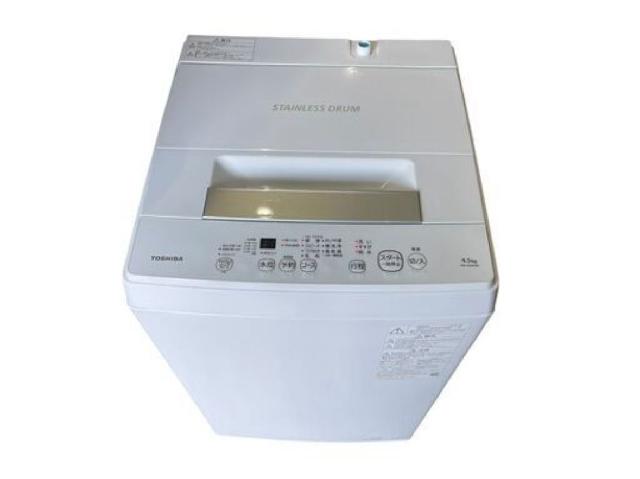 福岡　2021年TOSHIBA 全自動洗濯機 AW-45M9-W4.5kg風乾燥 TOSHIBA 東芝 全自動洗濯機 4.5kg 2021年製 AW-45M9 （ 洗濯機
