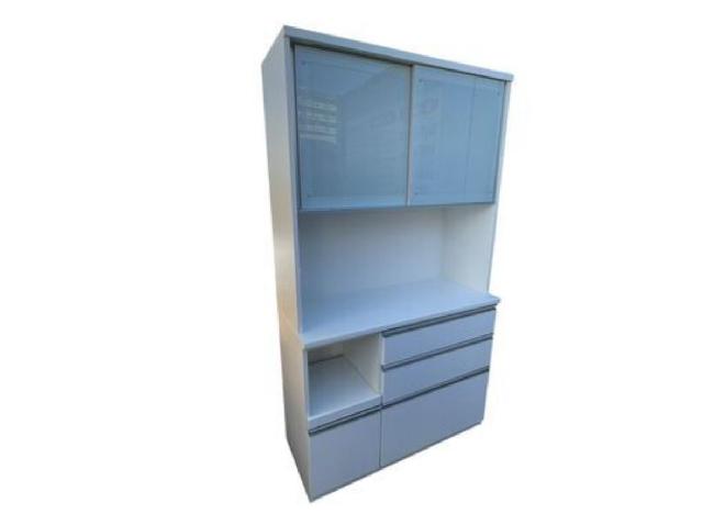 松田家具 キッチンボード ビガーレンジ ホワイト 1200 （ 食器棚 