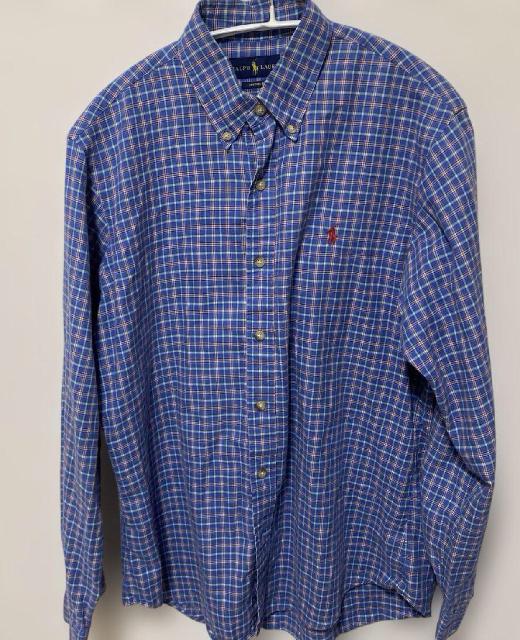 Ralph Lauren 青系チェック柄長袖ワイシャツ　XXL POLO RALPH LAUREN チェック柄 長袖シャツ （ 洋服（メンズ