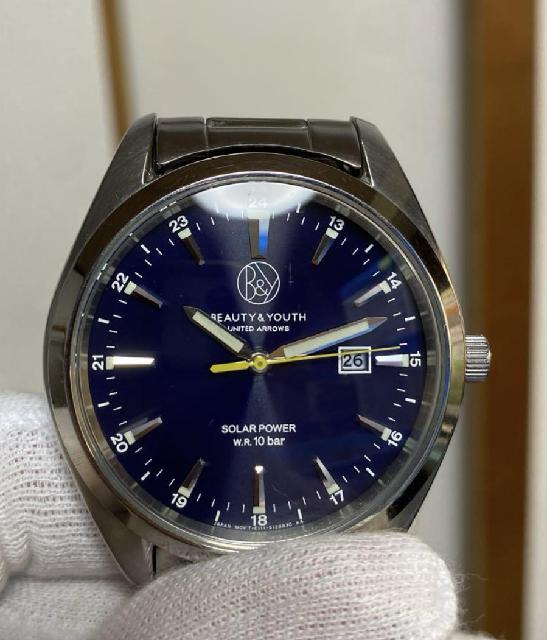 ビューティーu0026ユース ソーラー腕時計 ネイビー アナログ ユナイテッドアローズ ビューティー＆ユース ユナイテッドアローズの腕時計（ブラック）の