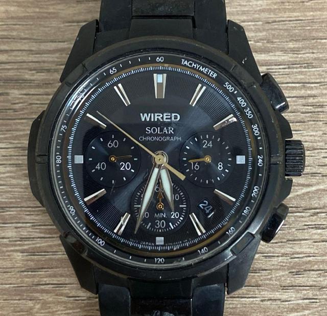 WIRED ワイアード ソーラー クロノグラフ メンズ腕時計 稼働品 WIRED ワイアード ソーラー クロノグラフ メンズ腕時計 ブラック