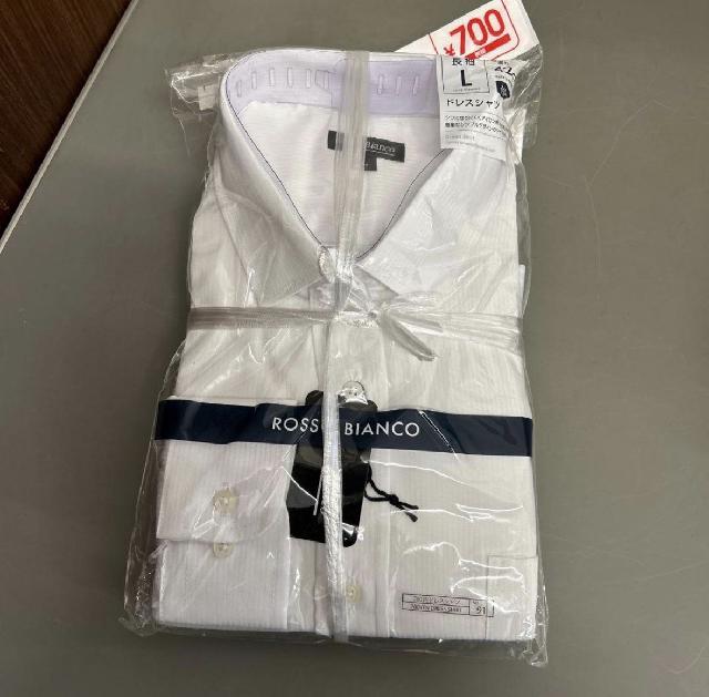 ① ROSSO BIANCO 長袖 ドレスシャツ メンズ Lサイズ 2点セット