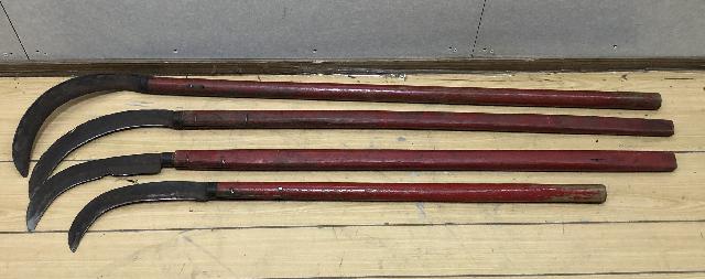 長柄鎌 4本セット 農具 草刈り 薮刈り 山仕事 庭仕事 農作業 道具 レトロ