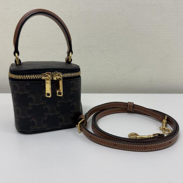 CELINE ミニ バニティーケース トリオンフキャンバス＆カーフスキン