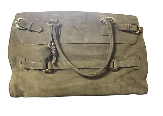 【BURBERRY】バーバリー スエードレザー ボストンバッグ 鍵付き