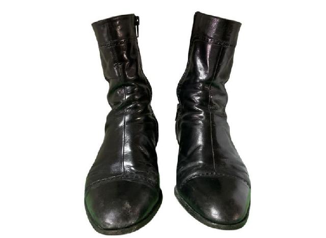 本革 サイドジップブーツ 24.5cm相当 黒 イタリア製