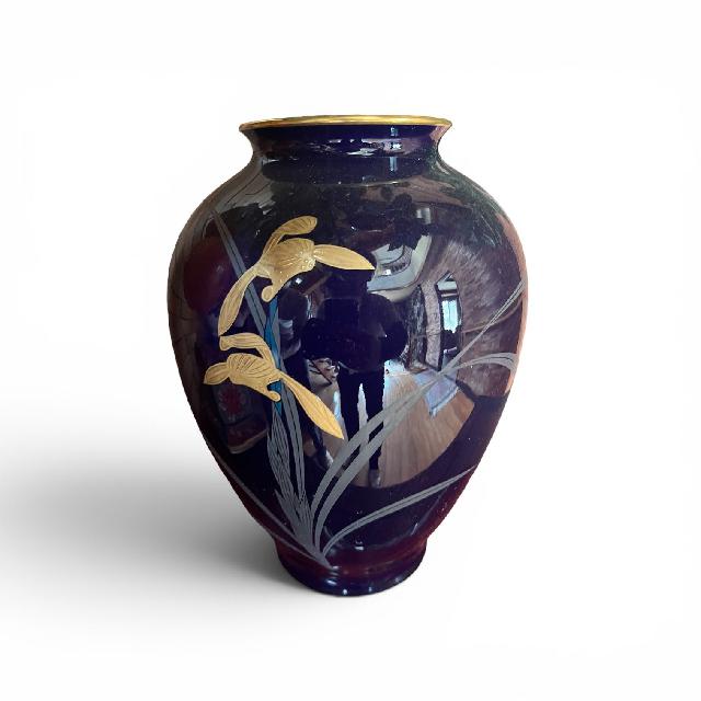 花瓶・飾り壺 瑠璃色 花文 花瓶 飾り壺 （ その他陶磁器）の買取価格 （ID:790593