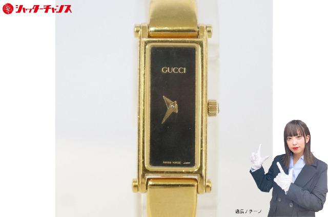 電池交換済 稼働品 GUCCI グッチ 1500L ゴールドカラー 黒文字盤