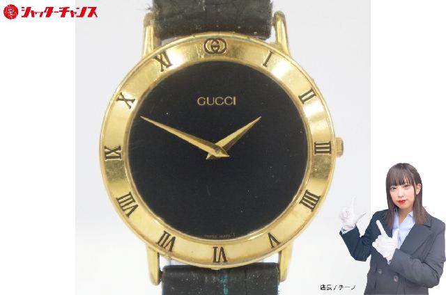 GUCCI グッチ 3000.2.M ローマンベゼル 黒文字盤 メンズ クォーツ 腕時計