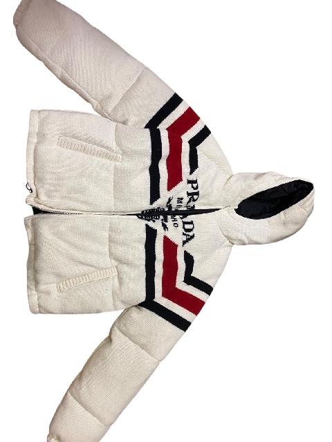 PRADA プラダ ニット切替 ダウンジャケット フード付 L