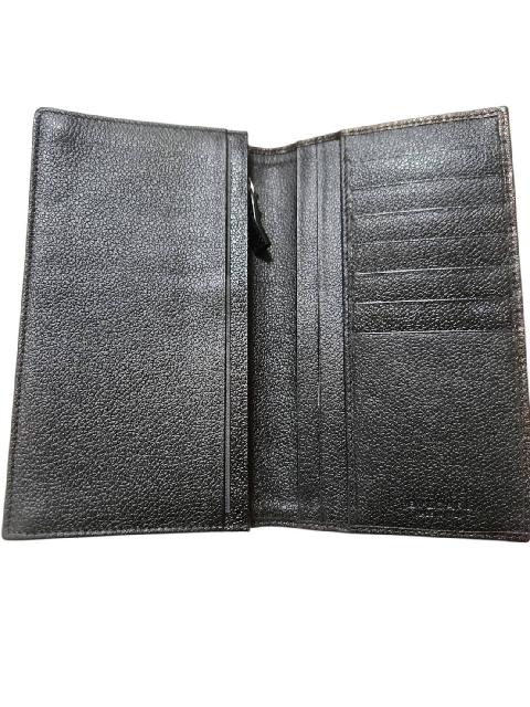 BVLGARI ブルガリブラック レザー 長財布　メンズ　メタルロゴ付き