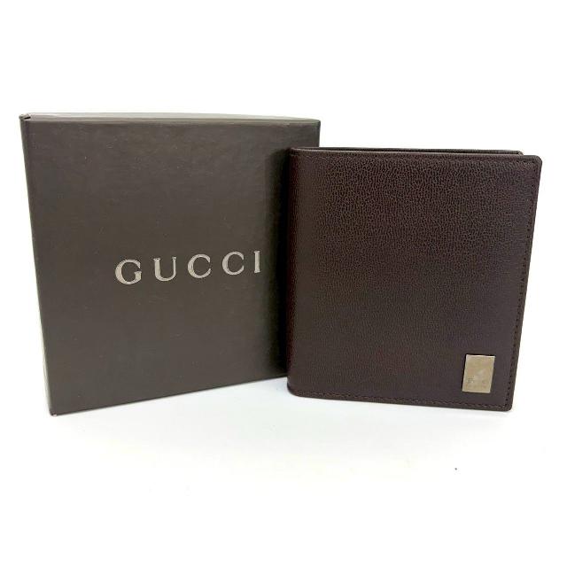 GUCCI グッチ 折り財布 ブラウン レザー  箱付き