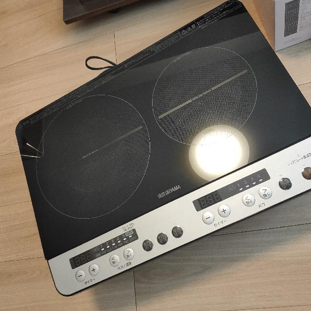 アイリスオーヤマ 2口IHコンロクッキングヒーター IHK-W12SP-B
