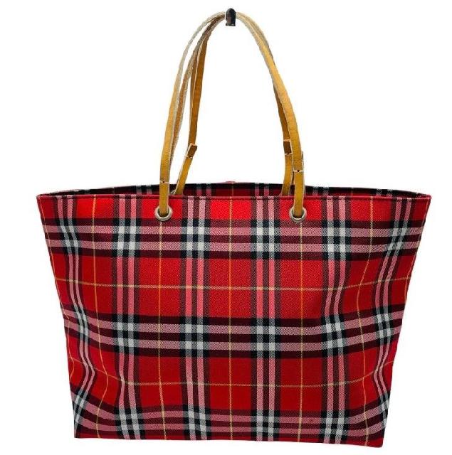 BURBERRY LONDON バーバリーロンドン ノバチェック柄 赤 トートバッグ