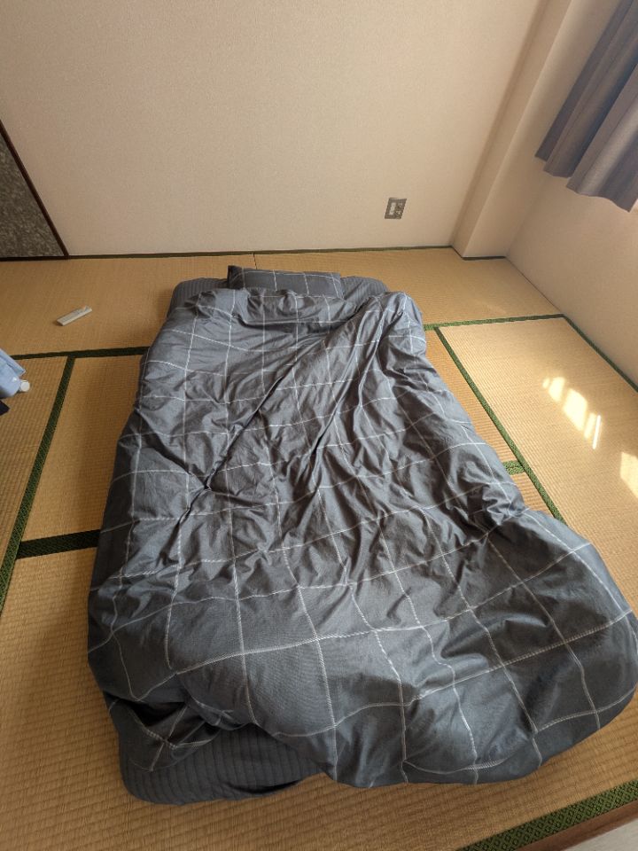 ニトリ  カバー付き 布団セット 6点 (S2602 セミダブル グレーウィンドウペン)