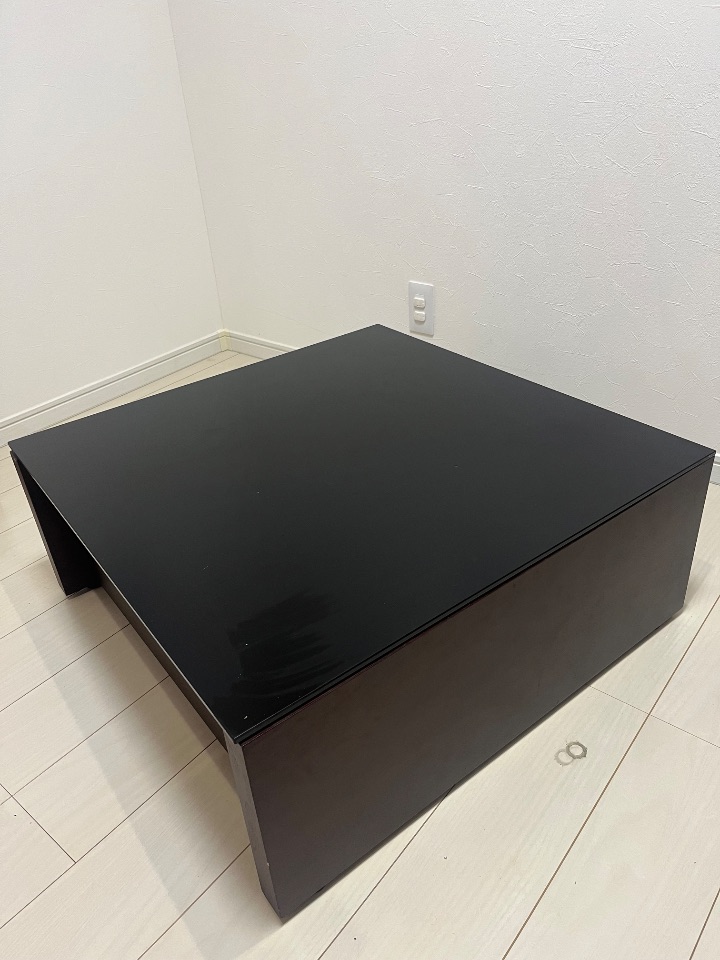 ローテーブル（ウォルナット） 収納付き 引き出し付き ガラス天板 リビングテーブル センターテーブル [幅75](ウォルナット)